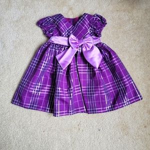 Purple Plain Dress with Bow